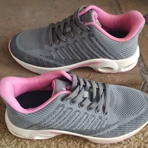Mishansha Womens Grey Pink Knit Air Cushion Athletic Running Shoes Sneakers 7.5